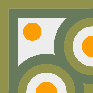 Border corner tile Gaelia Esquina with circles and medallions, minimalist geometry